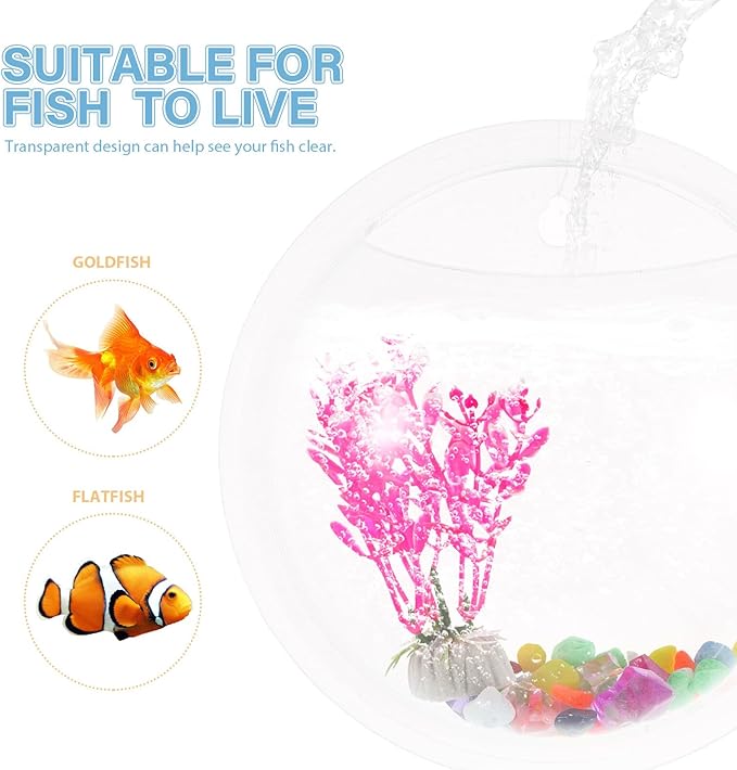 Wall Mounted Acrylic Fish Tank 17cm Hanging Aquarium Bowl for Home Decor with Nail Installation, Suitable for Betta and Small Aquatic Pets Random Color