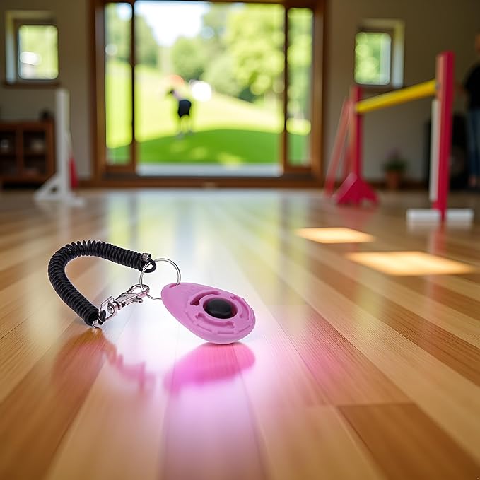 1pc Pink Clicker Easy to Use with Button Dog Training Accessories Strong and Long-Lasting,Training and Behavior Aids