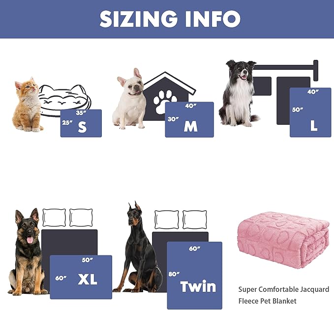 gogobunny Calming Plush Dog Cat Blanket 300GSM Coral Fleece, Ultra-Soft Machine Washable Pet Bedding for Small Medium Dogs Cats Puppies Kittens (Pink, 50x60)
