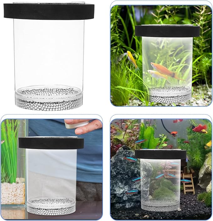 Floating Fish Breeding Box for Aquarium Tank - Plastic Hatching Box with Mesh Net for Baby, 5.9 X 3.9 X 3.9 in