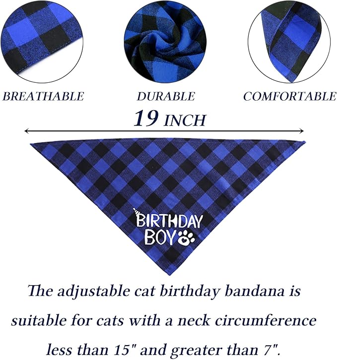 STMK Cat Birthday Party Supplies, Cat Birthday Hat with Numbers Bandana Bow Tie Collar Banner for Cats Kittens Birthday Outfit Decorations