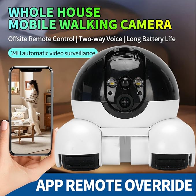Zunate 4G Movable Pet Camera with Dual Lens, 1080P Indoor Home Security Cam, 2 Way Audio, 5200mAh Rechargeable Battery, Remote APP Control for Dogs Cats Monitoring (64G 400W)