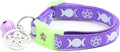 Wicca Cat Collar with Occult Charm & Bell | Witch’s Familiar Cat Collar | Witch Kitten Collar Charms | Glow in The Dark | Safety Breakaway Collar (Small(10lbs & Less), Solid Purple)