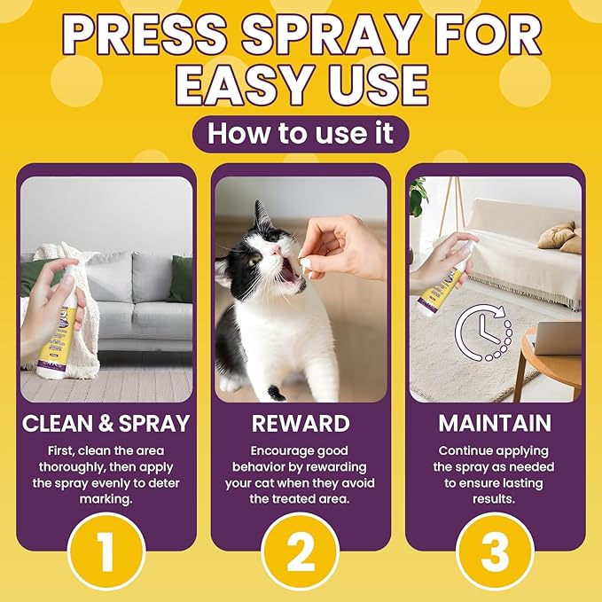 Enhanced Cat Deterrent Spray 10.14 Fl Oz No Scratch for Cats Indoor & Outdoor Keep off Cat Spray Natural Safe Cat Spray Repellent for Effective Training Aid for Furniture Curtain Sofas Protection