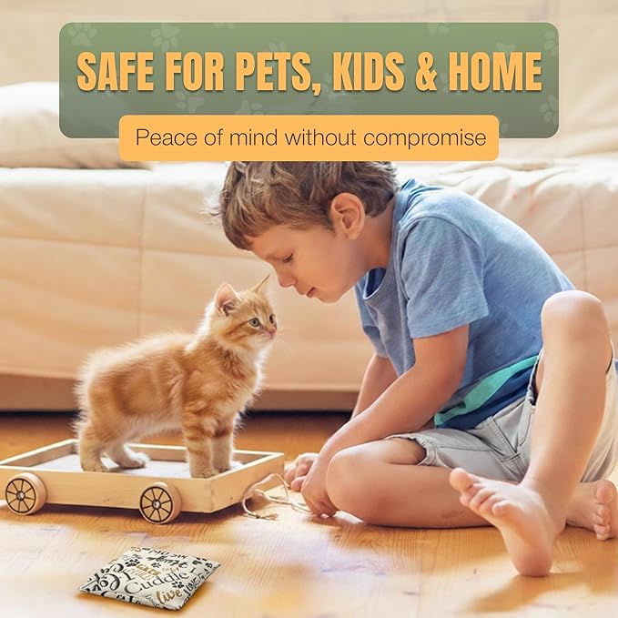 Cat Marking Prevention - Indoor - Permanent - Effective - Stops Cats from Marking or Peeing - Eliminates a Cats' urge to Mark, Put Bag Down & Your Problem is Solved! (White with Cats)