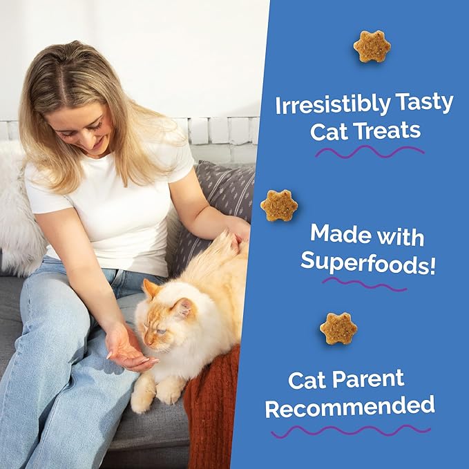 Fruitables Cat Treats, Healthy Treats For Cats, Low Calorie and Packed with Protein, Crunchy Biscuits, No Wheat, Corn or Soy, Made with Real Chicken and Blueberry, 2.5oz