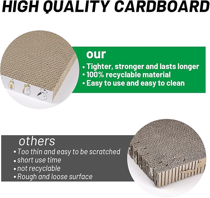 PatiencET Cat Scratcher Cardboard 5 PCS Cat Scratch Pad Reversible Scratcher Texture Design Durable Cat Scratching Pad