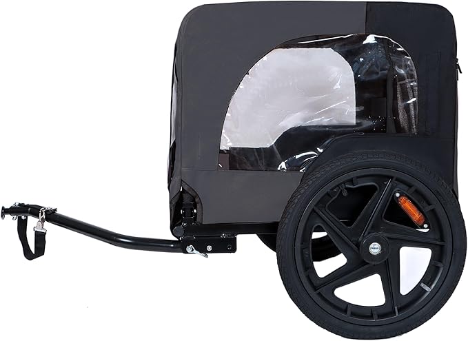 Heavy-Duty Dog Bike Trailer & Collapsible Pet Carrier for Bike with 16-Inch All-Terrain Wheels, Universal Hitch, Safety Flag & Weather-Resistant Design for Outdoor Adventures