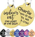 GoTags Personalized Small Indoor Cat Tag - Engraved with 4 Lines of Custom ID, Gold Stainless Steel Round Pet ID Tag