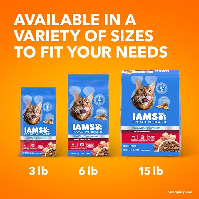 IAMS Healthy Enjoyment Dry Cat Food Chicken & Beef Recipe, Cat Food Dry Recipe, 6 lb. Bag