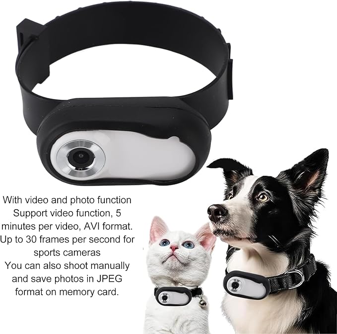 POCREATION 1080P Pet Collar Camera, HD Mini Action Camera with 0.96 Inch LCD Display for Dog Cat Outdoor Indoor Video Recording