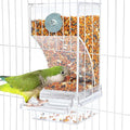 Automatic Bird Feeder for Cage No Mess Parakeet Feeder Seed Food Container Feeding Station Cage Accessories for Small Birds Parrot Canary Lovebirds(Transparent)