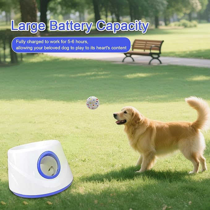 Dog Ball Launcher - Automatic Ball Launcher for Dogs, 3 Adjustable Distance Settings Dog Ball Thrower, Indoor Outdoor Interactive Dog Toys, with 3 2.3-inch Balls, Small/Medium Sized Dog Thrower