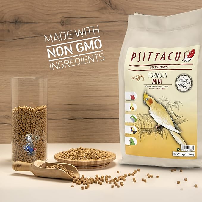 Psittacus Mini 6.6 lb | Complete Pellet Diet for Cockatiels, Conures and Cockatoos | Premium Food for Birds, 100% no-GMO