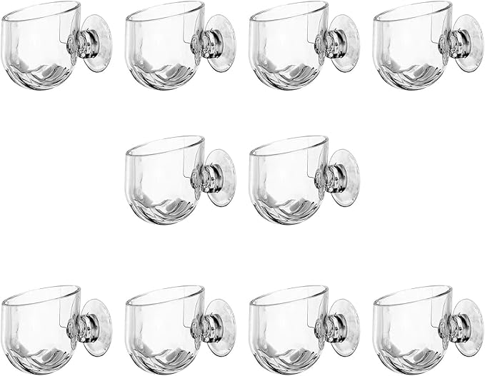 Pack of 10 Aquariums Plant Holder Suction Cup Designs Acrylic Feeding Bowl for Shrimp and Small Fish Feeding