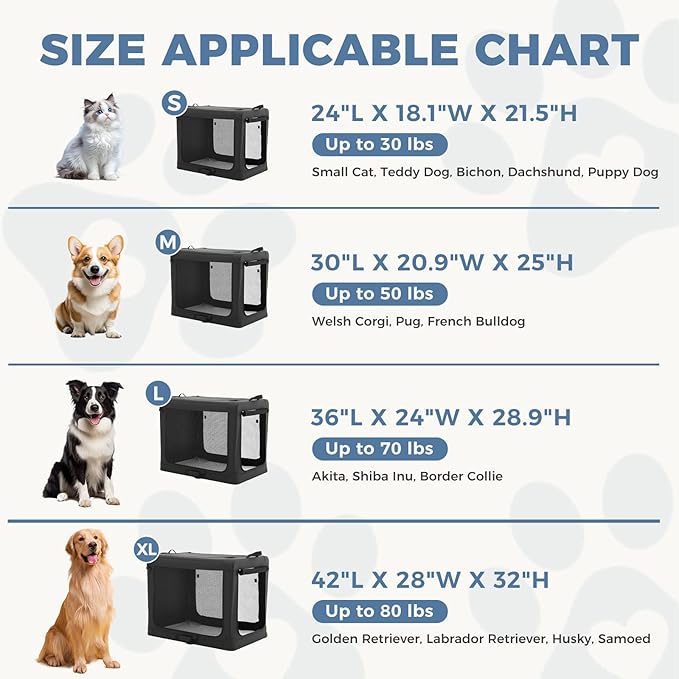 DUMOS Dog Crate 36 Inch Travel Cat Pet Carrier for Medium Large Dog, Portable Foldable Soft Pet Crate with Storage Bag & Washable Pad for Indoor Outdoor Dog Kennel Carrier (L-70lbs, Black)