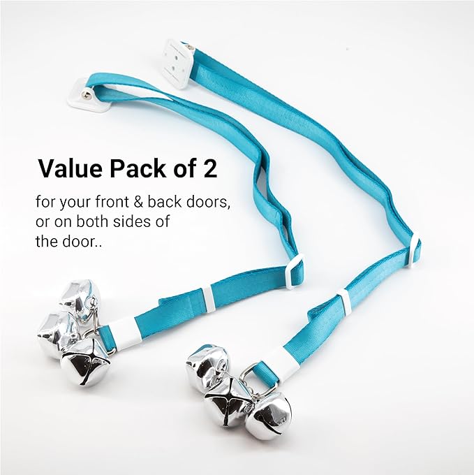 SVD.PET (2-Pack Puppy Bell Doorbells, Dog Bells for Potty Training, Attach to doorknob or Anywhere Near The Door, Length and Height Adjustable (Blue)