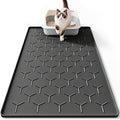 Large Silicone Cat Litter Mat, Waterproof/Urineproof, Litter Recycling, Easy to Clean, Soft on Kitty Paws (22"X34"- Black)