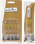 Fussie Cat Super Premium Chicken with Beef in Goat Milk Puree, lickable cat Treats, 0.5oz Pouch Pack of 4