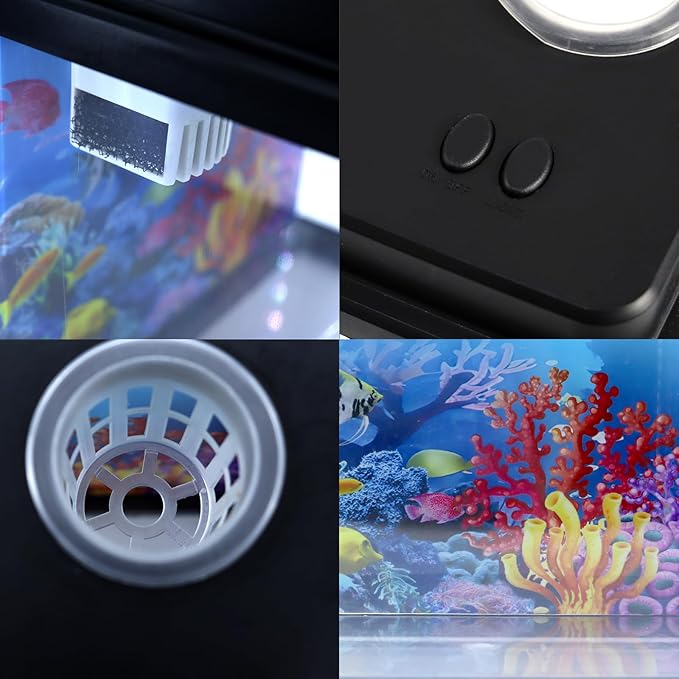 Mini Aquarium, 1 Gallon Small Fish Tank, 6-Color Adjustable LED Fish Bowl, 3-in-1 Dual-Mode Water Pump with Circulation, Oxygenation and Filtration,Ideal Gift and Decoration Choices