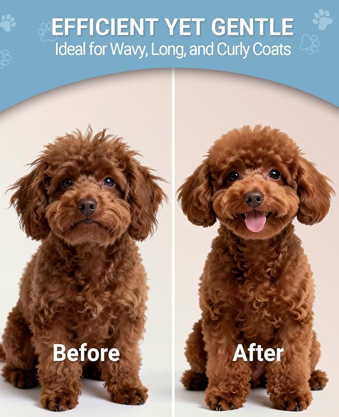 Dematting Comb for Dogs, Dematting Tool for Dogs & Cats - Serrated Matted Hair Removal Brush - Easily Remove Knots, Mats and Tangles - Designed for Wavy & Curly Coats