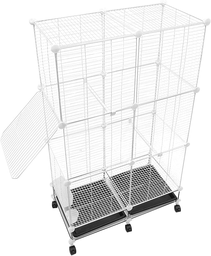 49 Inch 3-Tier Big Bird Cage with Food & Water Bowls Parakeet Bird Cage with Stand, Wheels Metal Birdcage Parrot Cage for Parakeet, Lovebirds, Ringneck, Cockatiels (White, 3-Tier-Roofless)