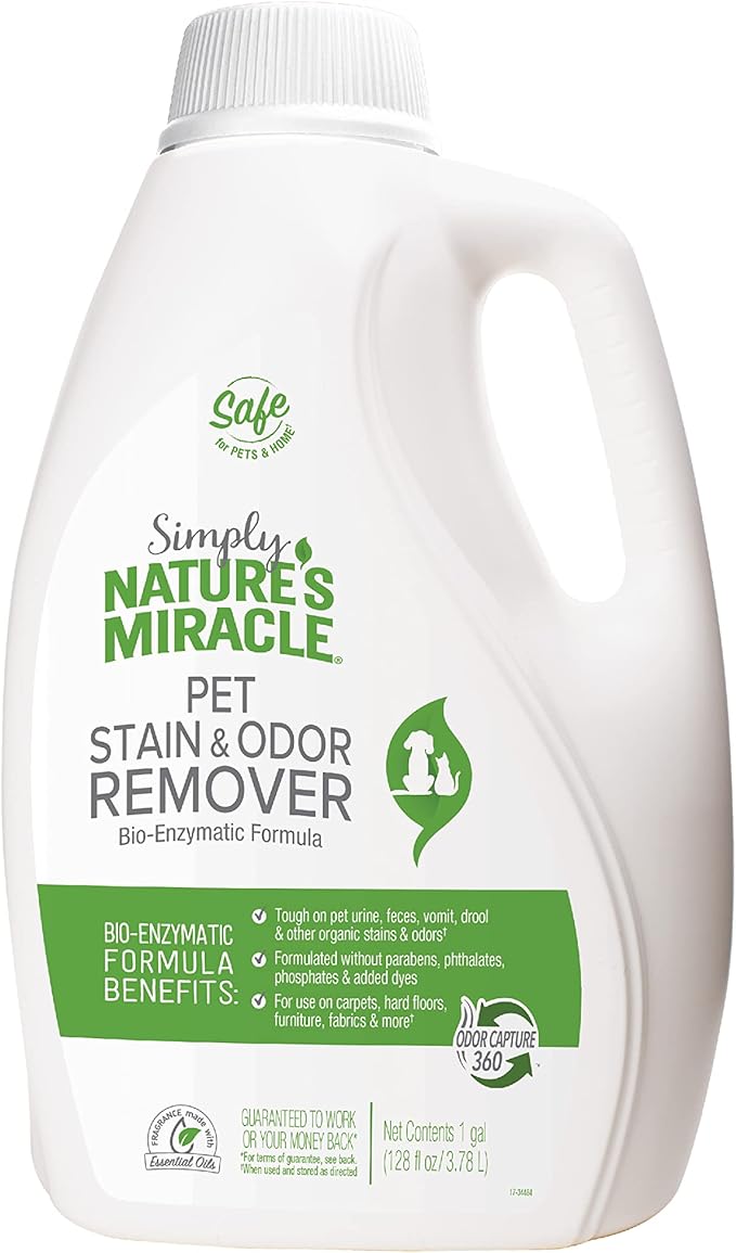 Nature's Miracle Simply Pet Stain and Odor Remover, 128 Ounce, Made with 86% Plant-Derived Surfactants, Multicolor, 128.00 Fl Oz (Pack of 1)