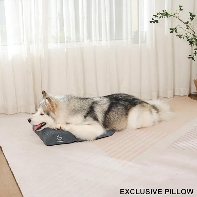 Dog Bolster Pillow for Extra Large Dogs, Benefit for Cervical Vertebra and Neck, Easy to Carry When Traveling, with High Resilience Foam, Machine Washable Cover＆Easy to Clean (Dark Gray, XL)