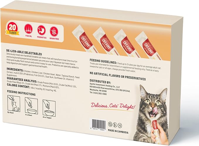 PETPHABET Lickable Cat Treats Squeeze, Creamy Puree Squeezable Wet Kitten Treats, Chicken Recipe 20 Tubes, Paste Snacks for Skin & Coat Health, Digestive Care, High Protein, Grain Free