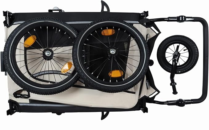 Extra Large Dog Bike Trailer, 2-in-1 Convertible Pet Stroller Cart Bicycle Carrier with Swivel Wheels & Universal Hitch, Foldable Pet/Cargo Carrier for Bicycles Camping Hiking