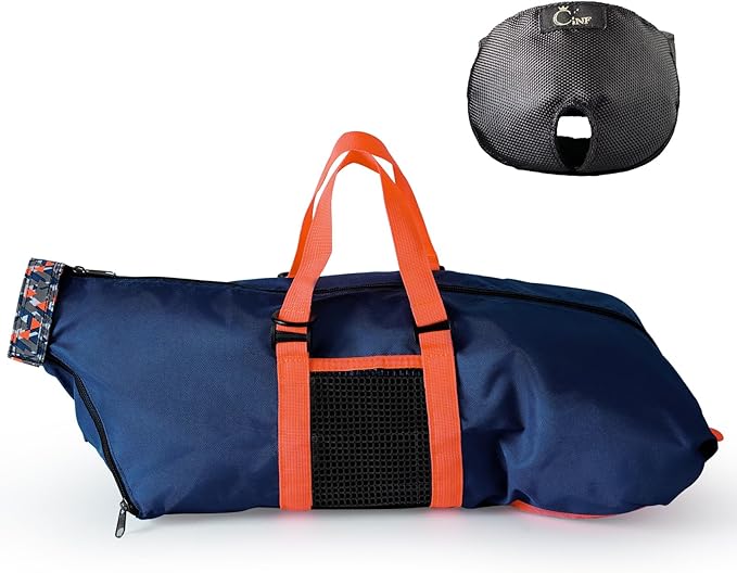 Cinf Cat Nail Clipping Cleaning Grooming Restraint Bag （Free Muzzle） No Scratching Biting for Bathing Nail Trimming Injecting Examining((Navy Blue,M)