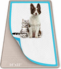 Pee Pad Holder for Dogs, 34" x 22" Silicone Pee Tray Mat Leak-Proof, High Edge, No Spill Pet Pad Holder for Puppy, Cat, Rabbit, Training Pads for Floor Protection, No Pee Pads (Khaki)