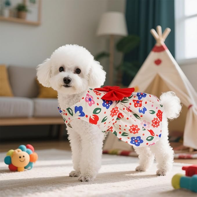 choyaxo Floral Dog Dress Cute Dog Skirt Pet Dress Summer Pet Clothes for Puppy Small Cats