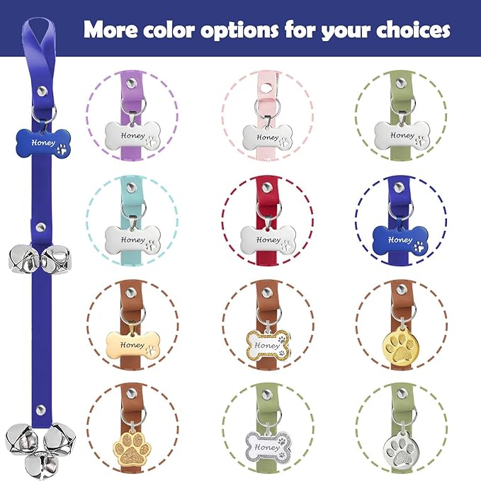 Leather Dog Bells, Puppy Potty Training Bell Dog Doorbell Potty Train Dog Bell for Potty Training Door Bells for Dogs to Ring to Go Outside Jingle Bells (Leather Navy 1PCS)