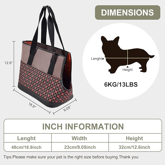 Dog Purse Carrier for Small Dogs, Soft-Sided Tote Bags with Pocket Dog Travel Supplies Portable Dog Sling with Anti-Slip Bottom