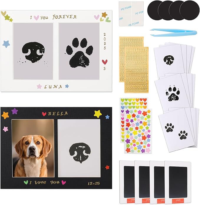 Dog Paw Print Kit, Clean Touch Paw Print Kit for Dogs Cats,Dog Memorials & Funerary DIY Gift to Dog Lover for Puppy & Newborn Baby
