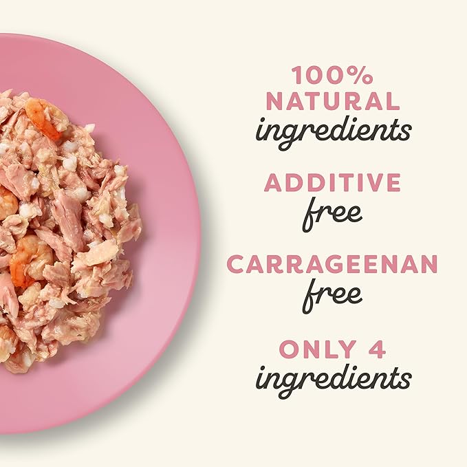 Applaws Natural Wet Cat Food in Broth, Limited and Natural Ingredients, High Protein with No Artificial Additives, Tuna Fillet & Shrimp in Broth (10 x 2.12 oz Easy-Open Cups)