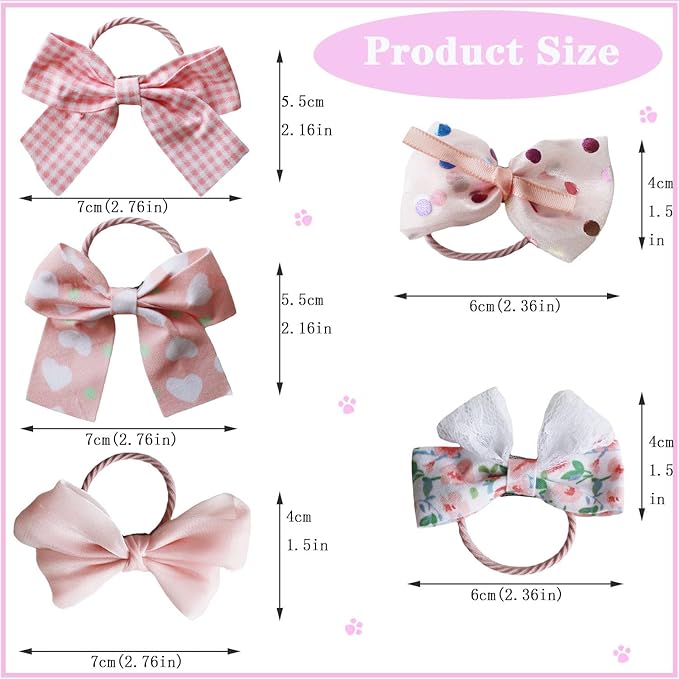 Dog Hair Bows, 20pcs Cute Mixed Styles, Puppy Hair Accessories, Rubber Bands, Handmade for Yorkie, Girl Dogs