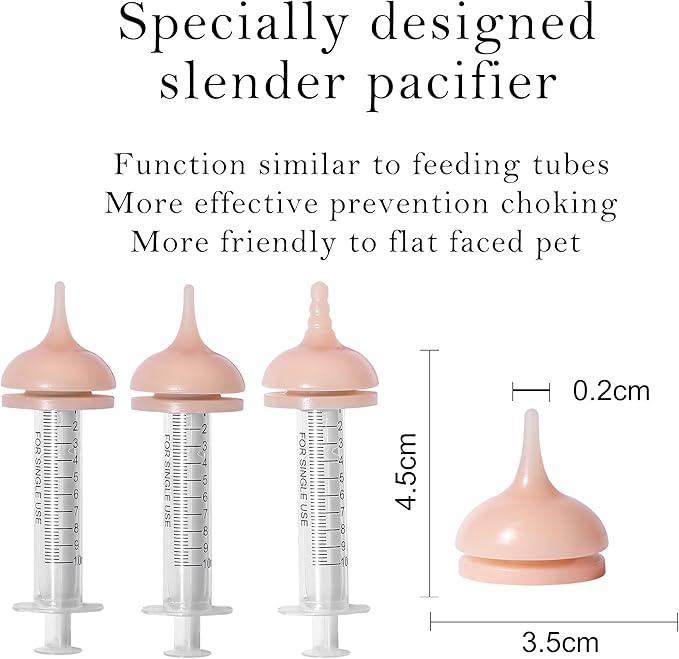 Puppy Feeder Bottle, Silicone Feeding Nipple and Syringes for All Breed of Puppies and Other Animals Dongdong pet