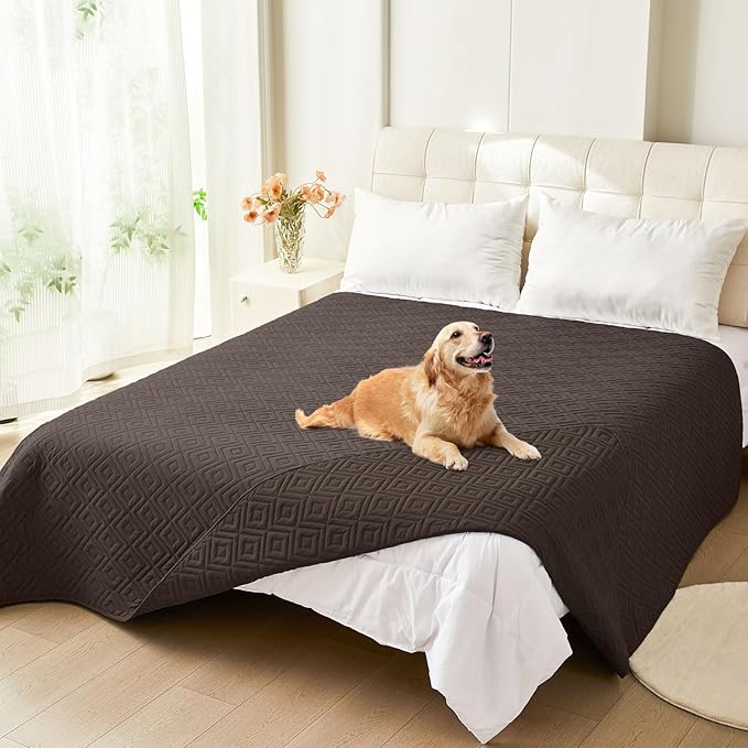 hyha Waterproof Dog Blanket, Soft Dog Bed Cover Pet Blankets, Waterproof Sofa Couch Cover for Dogs Washable, Reversible Pet Couch Covers for Sofa Furniture (52x82 Inch, Chocolate/Chocolate)