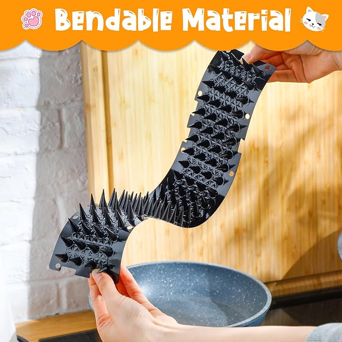Nuanchu 12 Pieces Cat Deterrent Mat Stool Dog Cat Repellent Mat Cat Repellent Mat with Spikes Keep Dogs Off Counter Anti Pet for Outdoor Indoor Plants Garden Sofa Window(16.5 x 3.3 Inch,Black)