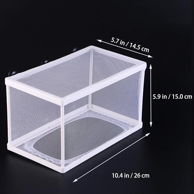 Fish Box- Aquarium Hatchery Net, Fish Breeding Box with Suction Cup for Aquarium Fish Tank (Size L)