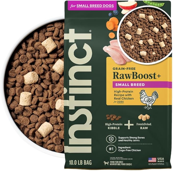 Instinct RawBoost Small Breed, Natural Dry Dog Food with Freeze-Dried Pieces, High Protein, Grain-Free Recipe - Real Chicken, 10 lb. Bag