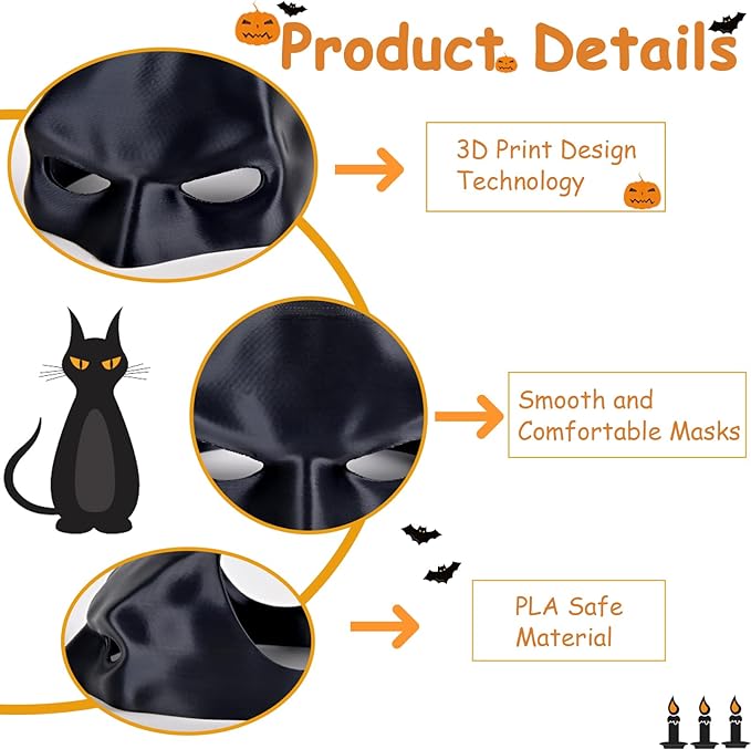 Halloween Cats Costumes Wings & Mask - Kittens Only Cat Bat Masks Small Pet Costume Decoration Clothes Accessories, Pets Harness Supplies Cute Outfit Apparel, Black Funny Cosplay Outfits for Party