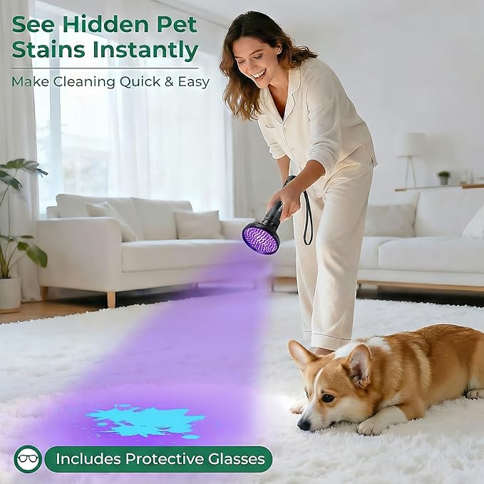ESCO LITE UV Flashlight Black Light, 100 LED 395 nM Ultraviolet Flashlights UV Blacklight Detector for Dog Urine, Pet Stains and Bed Bug