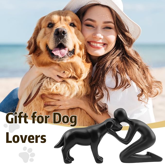 Dog Memorial Statues – Dog Memorial Gifts for Loss of Dog, Pet Memorial Ornament, Pet Sympathy Remembrance Gift (Black)