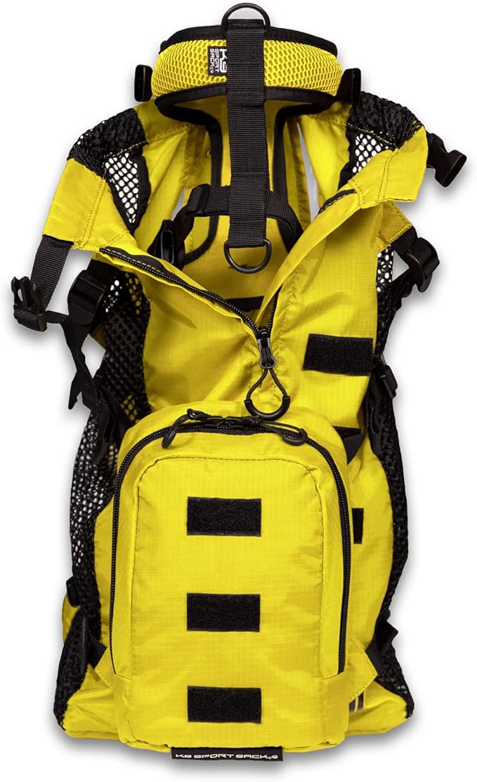 K9 Sport Sack Walk-On - Medium, Buttercup Yellow - Ideal for Dogs with 17-19” Back Length - Lightweight, Packable, Backpack-Style Carrier - Includes Compatible Harness & Storage Bag