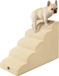 EHEYCIGA Curved Dog Stairs Ramp for High Beds 22.6" H, 5-Step Dog Steps for Small Dogs and Cats, Pet Stairs for High Bed Climbing, Non-Slip Balanced Pet Step Indoor, Graige