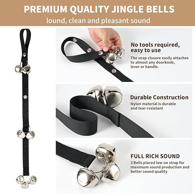 Upgraded Puppy Bells Dog Doorbells for Door Knob/Potty Training/Go Outside-Dog Bells for Puppies Dogs Doggy Doggie Pooch Pet Cat for Dog Lovers-Premium Quality-3 Snaps for Length Adjustment
