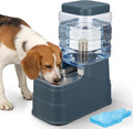 Automatic Dog Water Dispenser Gravity Stainless Steel Water Feeder Cat Waterer Feeder with Wide Mouth Bowl for Small Medium Dog Puppy Kitten (Filter &Ice Pack Included) 1.6Gallon Navy